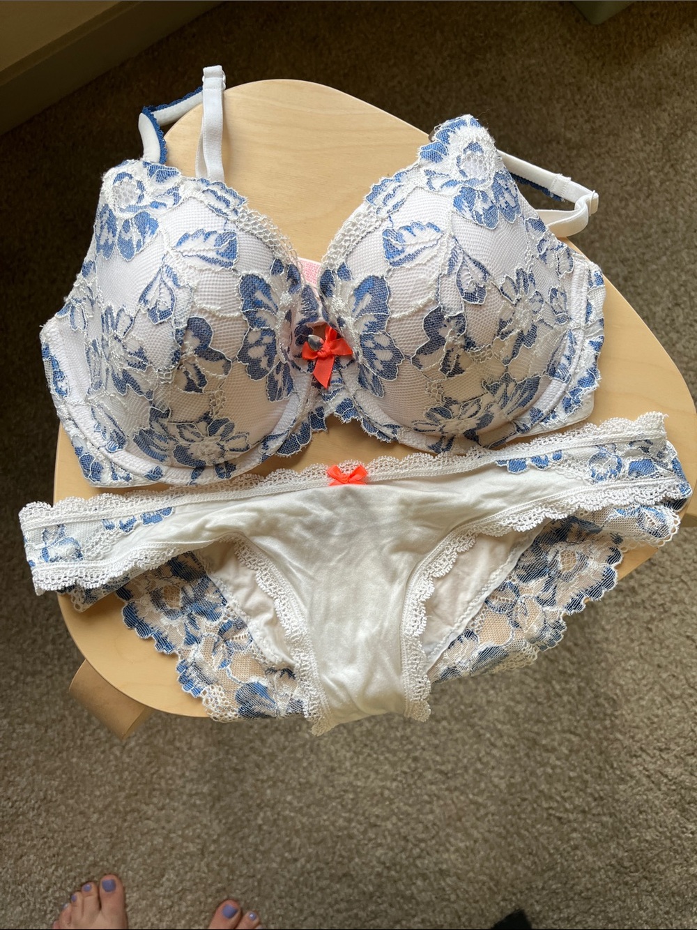 Victorias Secret blue and white Floral Bra matching set